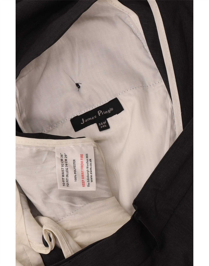 Pantaloni da abito dritti da uomo James Pringle W36 L29 poliestere grigio