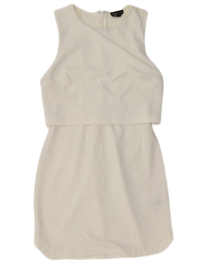 Abito tubino senza maniche da donna Topshop UK 10 piccolo poliestere bianco