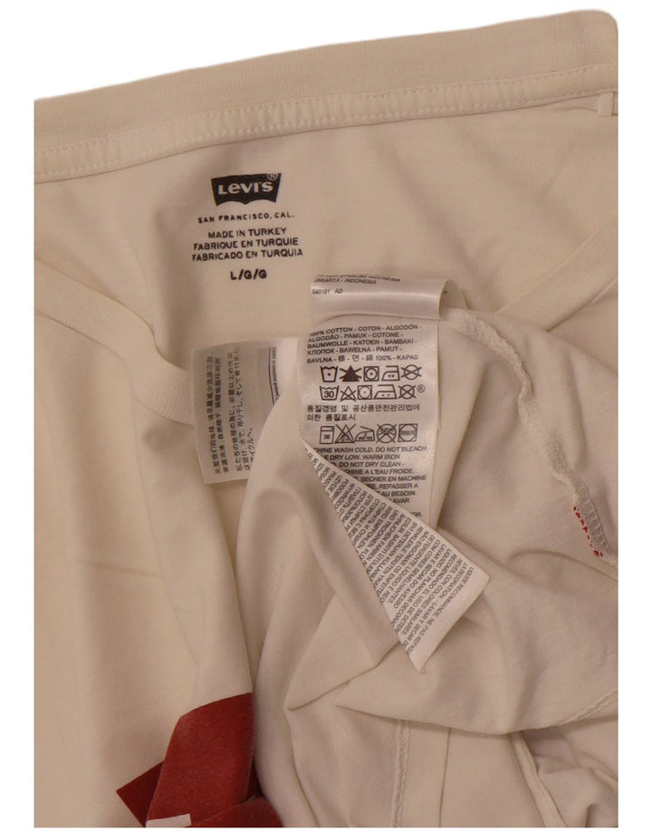T-shirt grafica da uomo LEVI'S Top grande in cotone bianco sporco