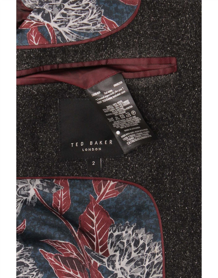Cappotto da uomo Ted Baker taglia 2 piccolo in lana screziata grigia
