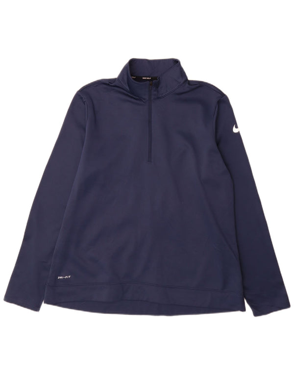 Felpa da donna Nike Dri Fit con collo con zip, maglione, UK 16, grande, blu navy