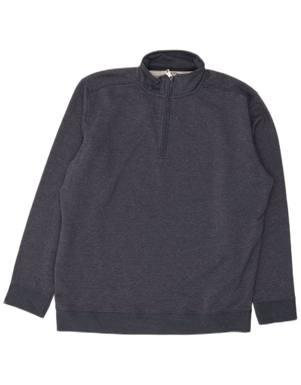 Felpa da uomo con zip e collo James Pringle 2XL in cotone blu navy