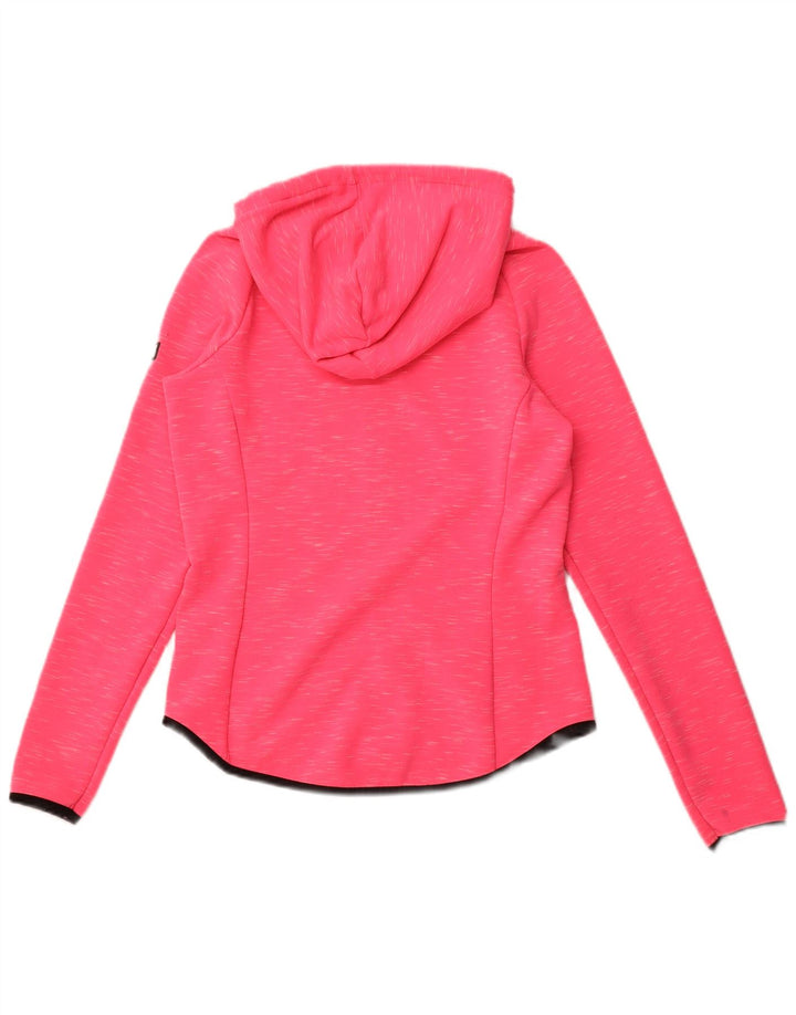 Maglione con cappuccio e zip grafica da donna SUPERDRY UK 10 piccolo rosa screziato