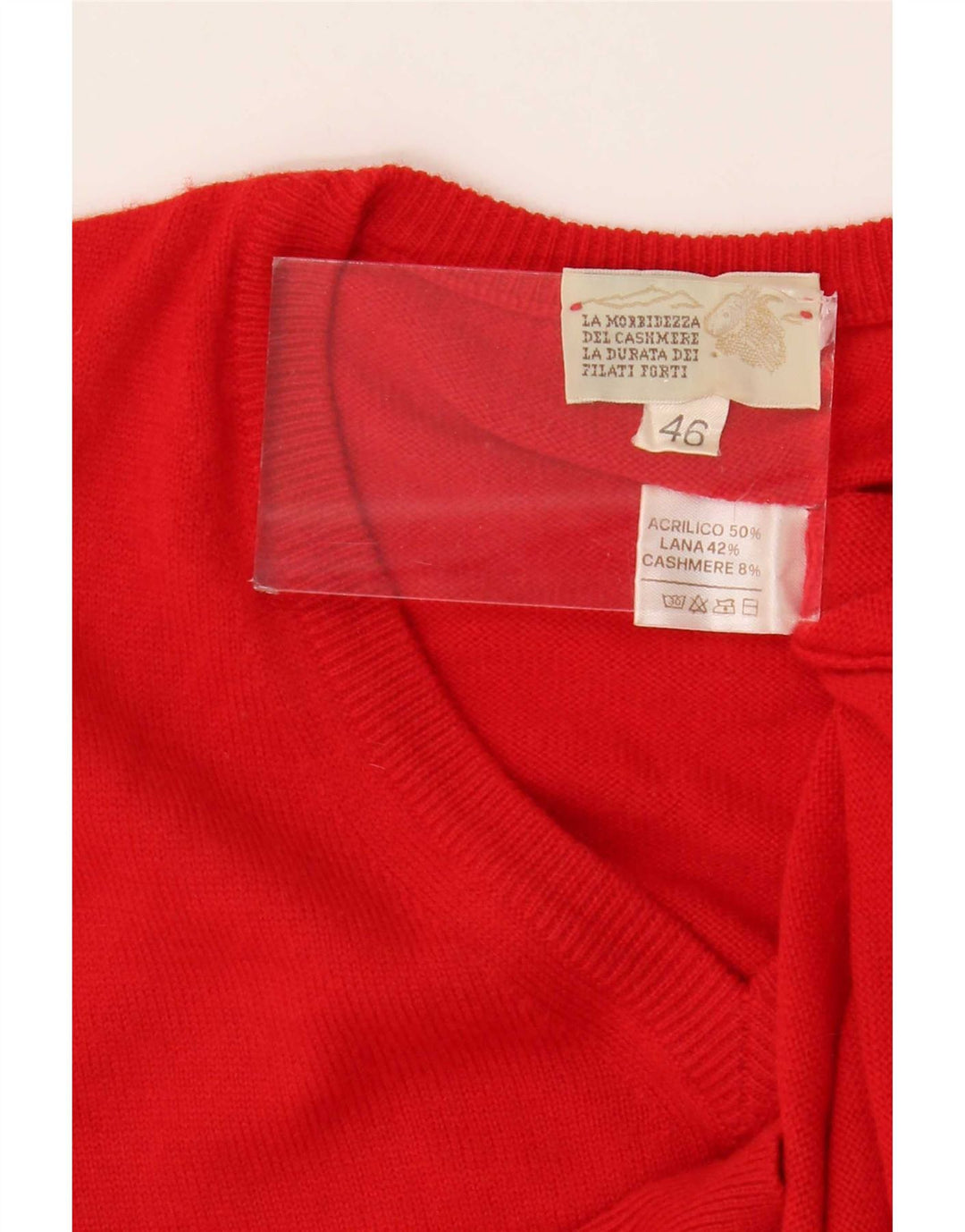 Maglione vintage da donna con scollo a V IT 46 grande acrilico rosso