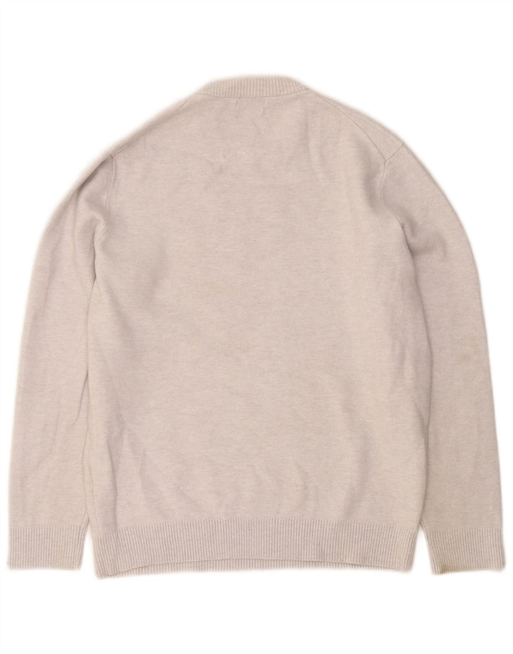 Maglione maglione girocollo da uomo Massimo Dutti grande grigio in poliammide