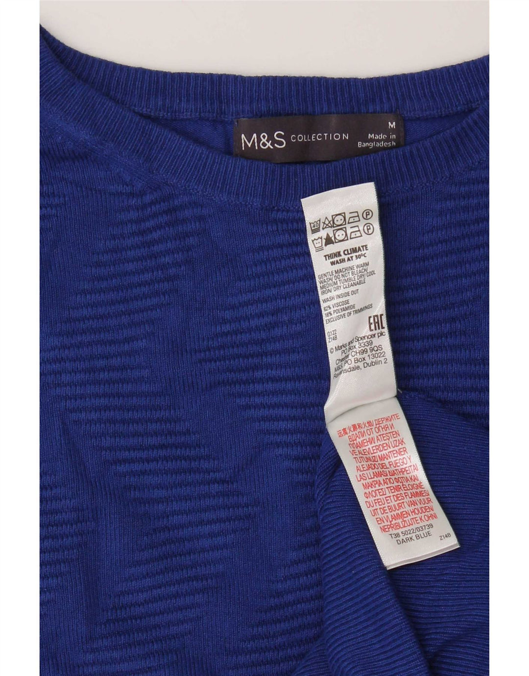 Maglione da donna Marks & Spencer con scollo a barca corto UK 14 Blu medio
