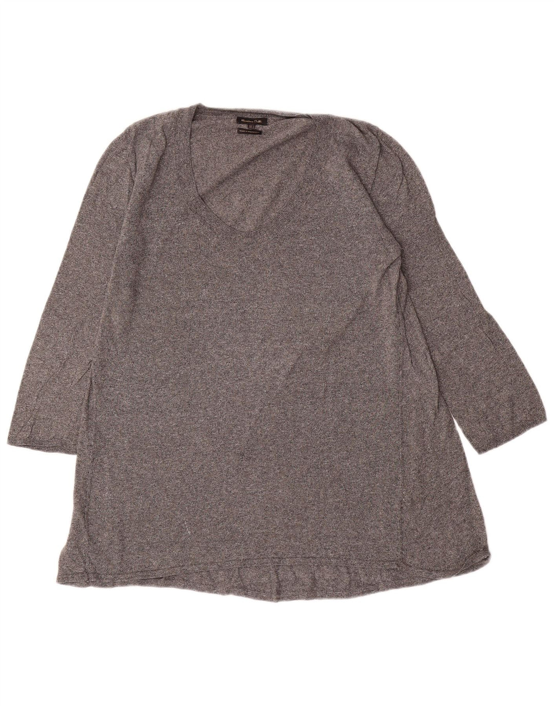 Top tunica manica 3/4 da donna Massimo Dutti UK 14 grande grigio screziato