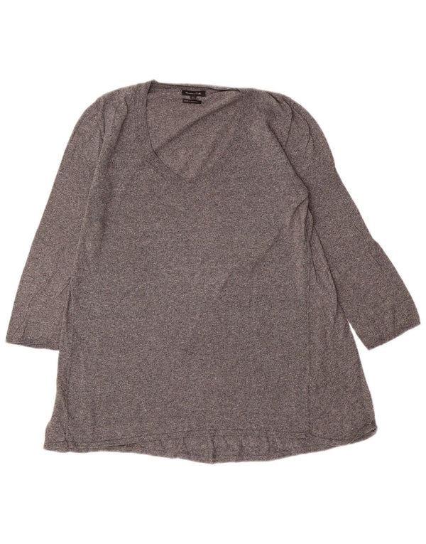 Top tunica manica 3/4 da donna Massimo Dutti UK 14 grande grigio screziato