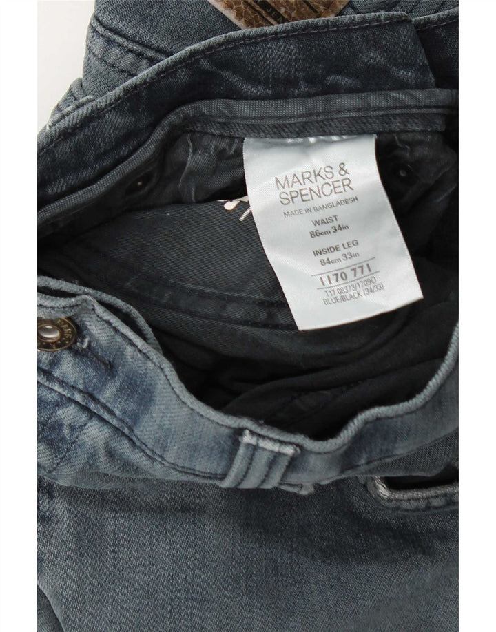 Jeans dritti da uomo Marks & Spencer Blue Harbour W34 L33 cotone blu