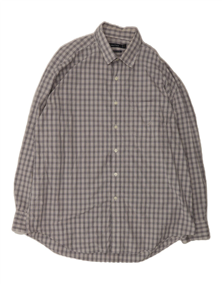 NAUTICA Mens Shirt 2XL Grey Check Cotton Vintage Nautica and Second-Hand Nautica from Messina Hembry 