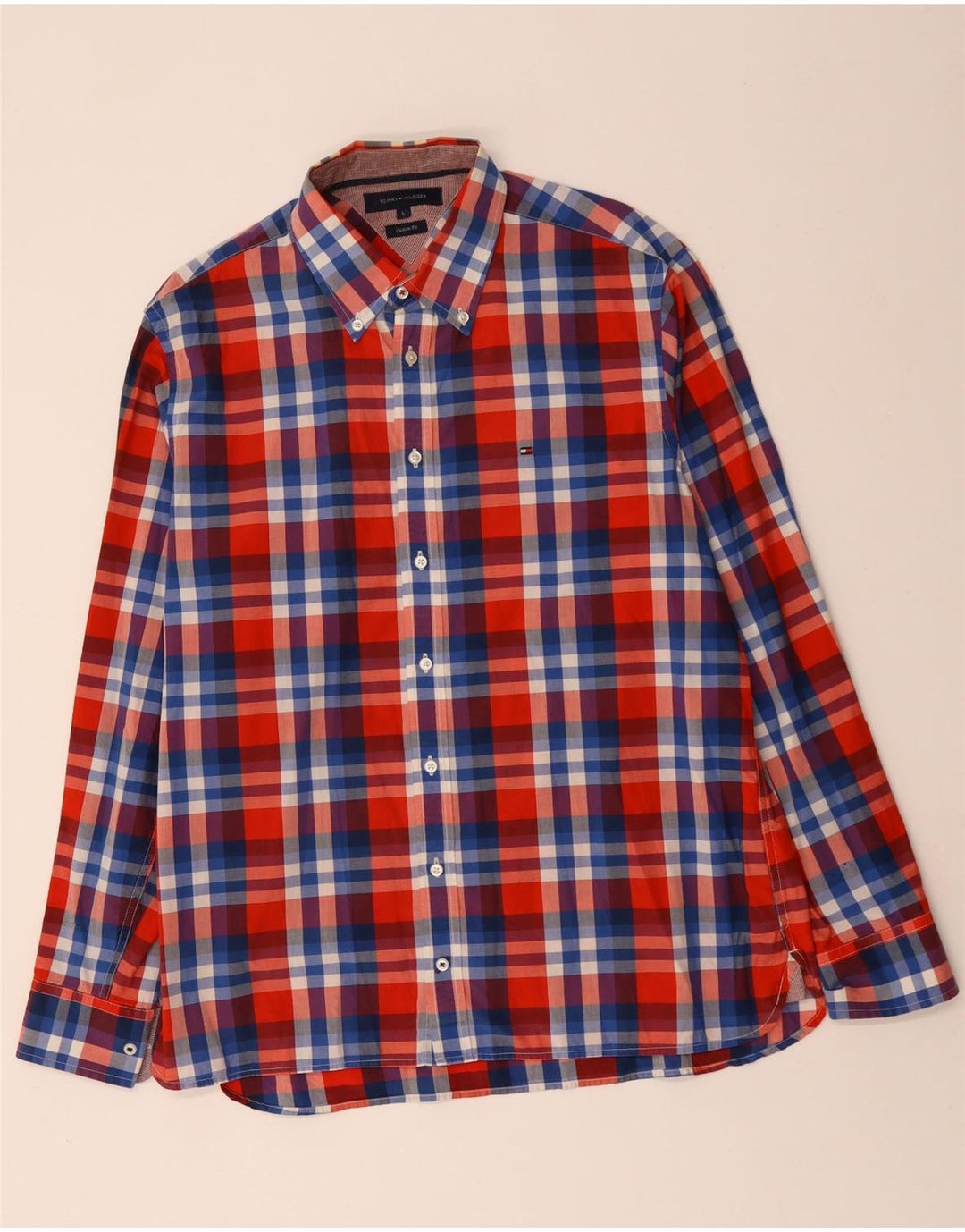 TOMMY HILFIGER Camicia da uomo su misura in cotone a quadri multicolore grande