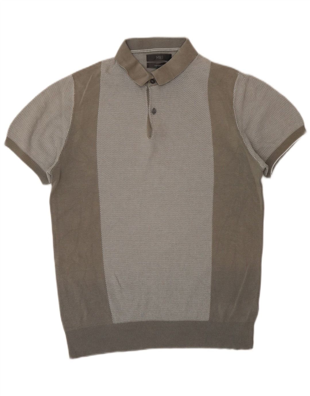 Maglione da uomo a maniche corte con collo a polo Marks & Spencer piccolo grigio