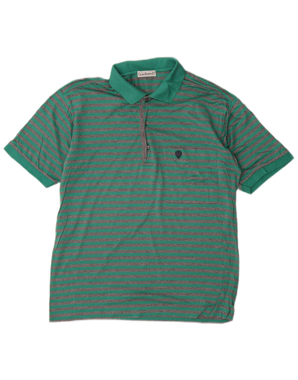 Polo da uomo CACHAREL piccola in cotone a righe verdi