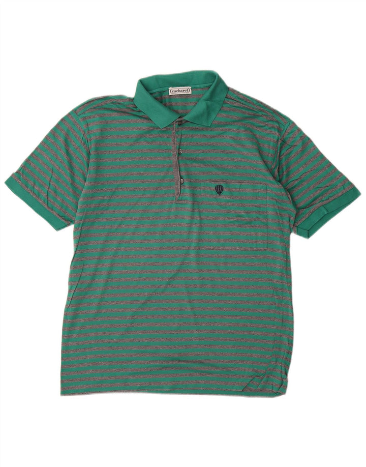 Polo da uomo CACHAREL piccola in cotone a righe verdi