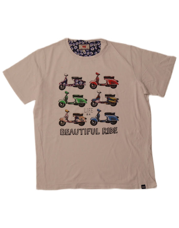 T-shirt grafica da uomo CARRERA Top XL in cotone bianco