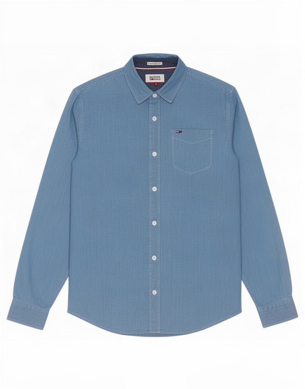 Camicia da uomo Tommy Hilfiger piccola in cotone blu
