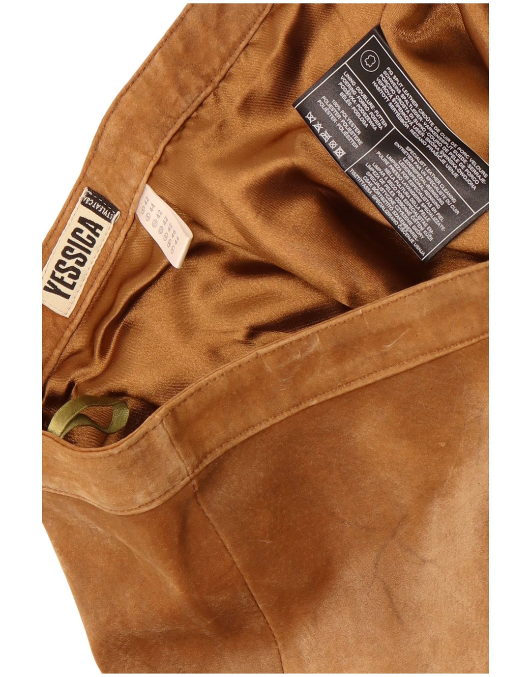 Pantaloni in pelle scamosciata bootcut da donna Yessica EU 42 Large W34 L31 Pelle marrone