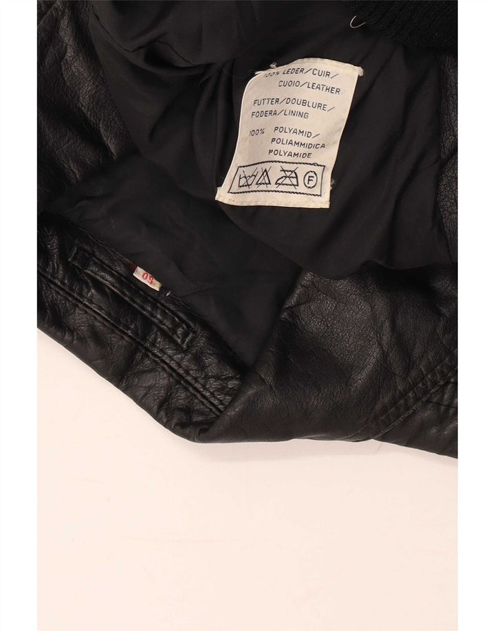 Giubbotto bomber in pelle da uomo vintage UK 36 piccolo nero