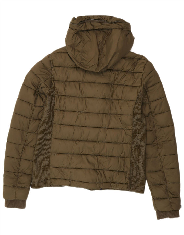 Giacca imbottita con cappuccio da donna SUPERDRY UK 16 grande nylon kaki