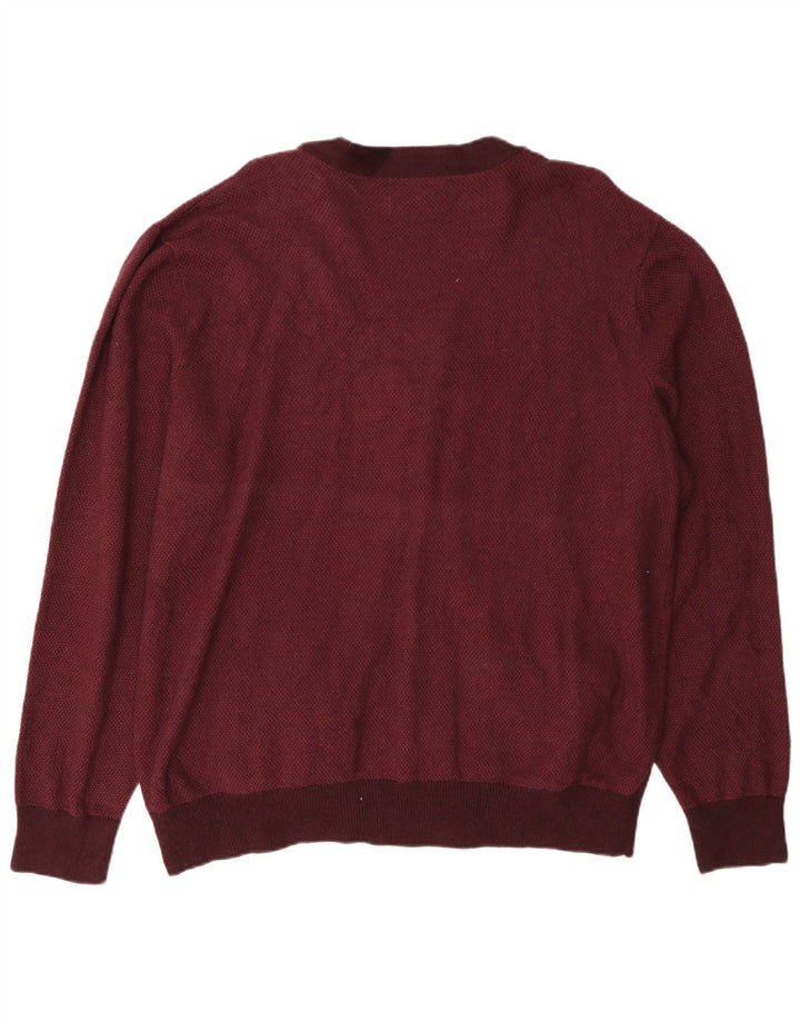 Maglione cardigan da uomo Chaps 2XL in cotone bordeaux
