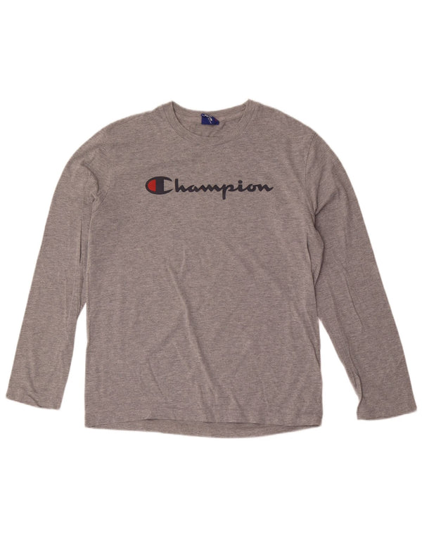 Top grafico da uomo Champion manica lunga grigio medio