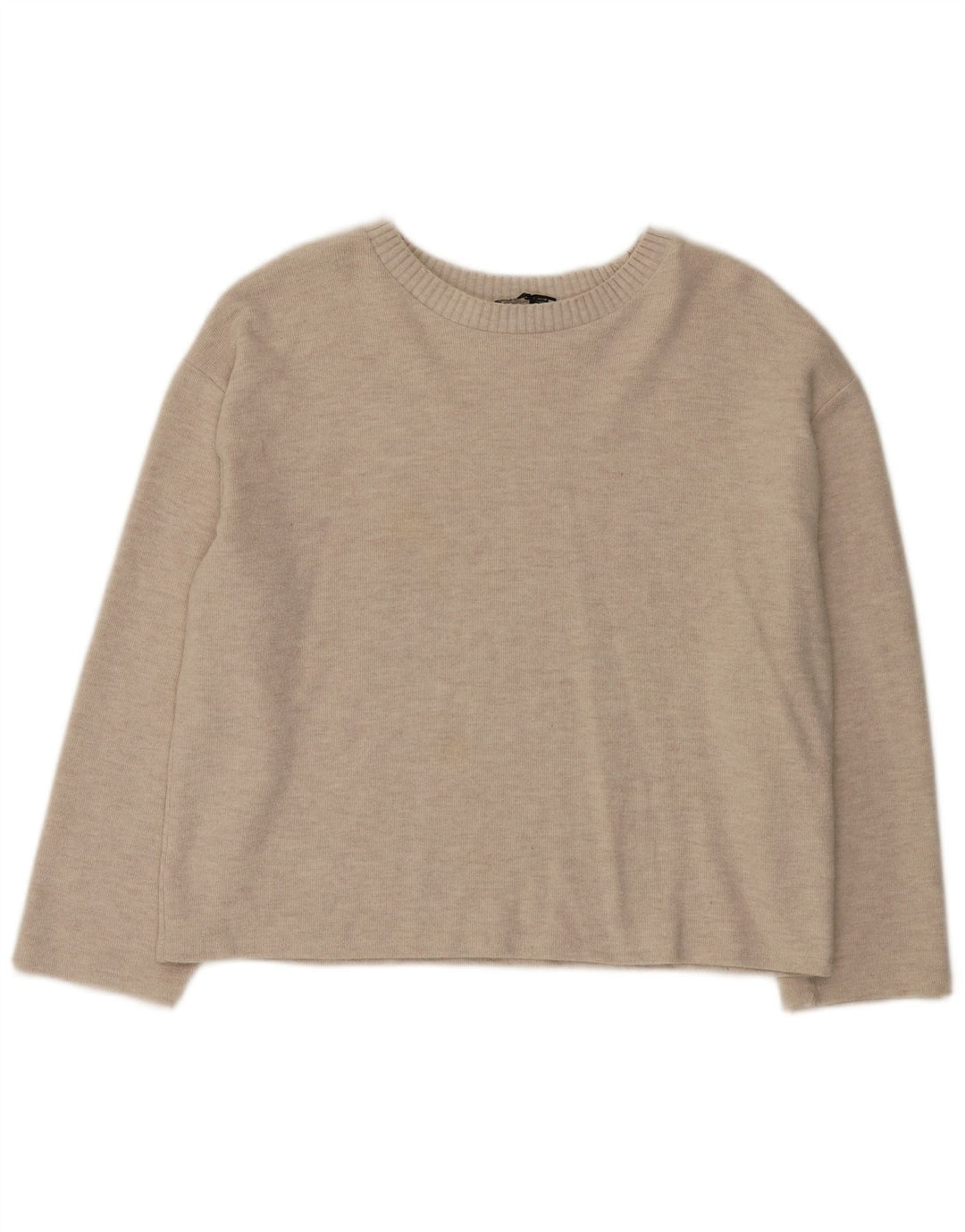 Maglione maglione con scollo a barca da donna Zara UK 16 grande poliestere beige