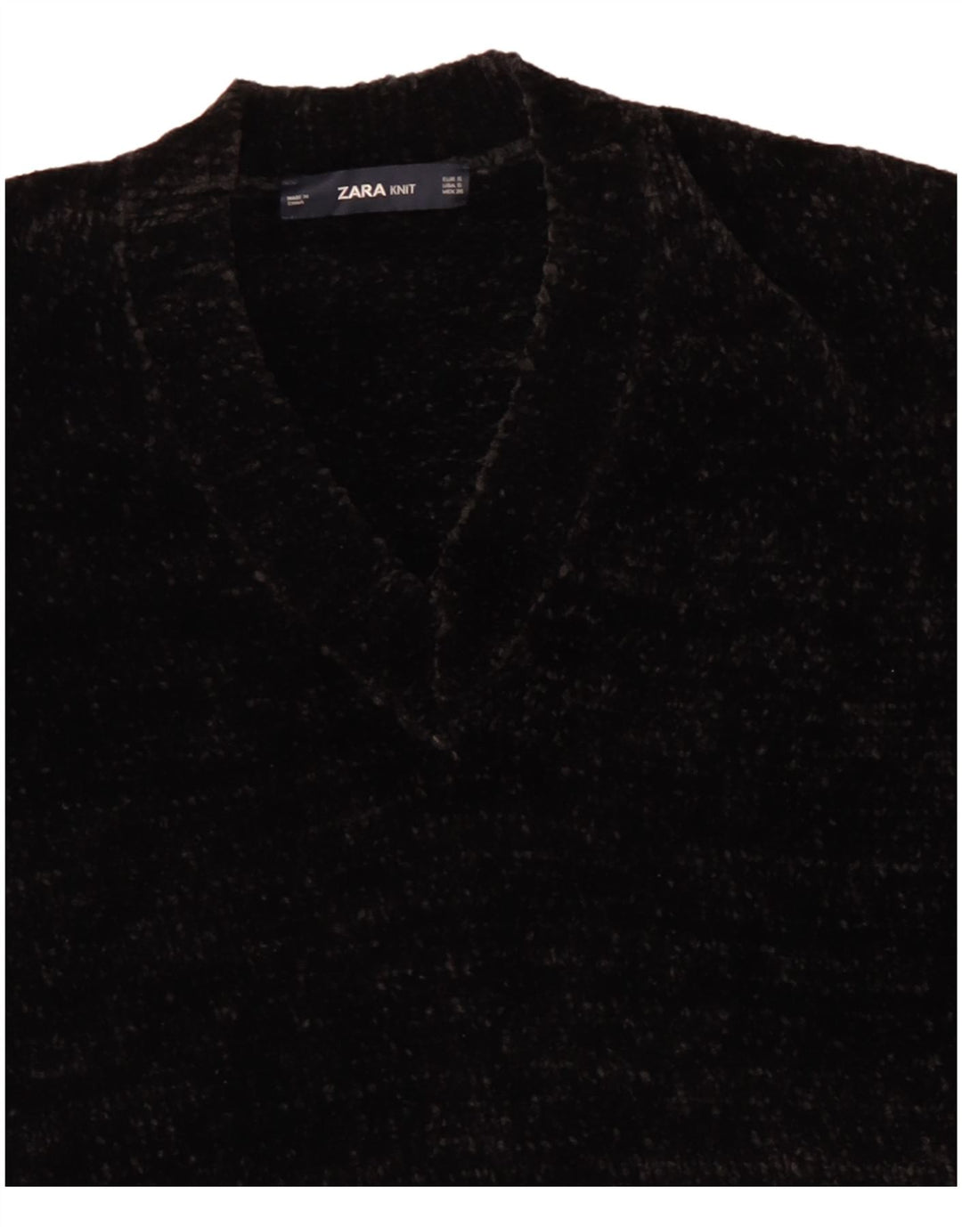 Maglione oversize con scollo a V in velluto da donna Zara UK 10 piccolo nero