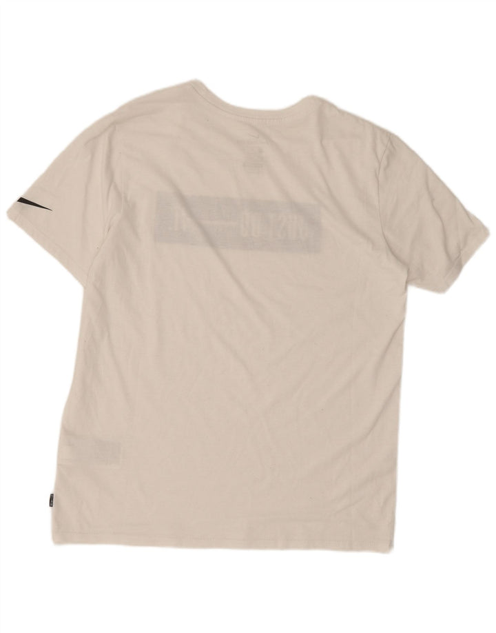 T-shirt grafica Nike da uomo con taglio atletico, top in poliestere bianco medio