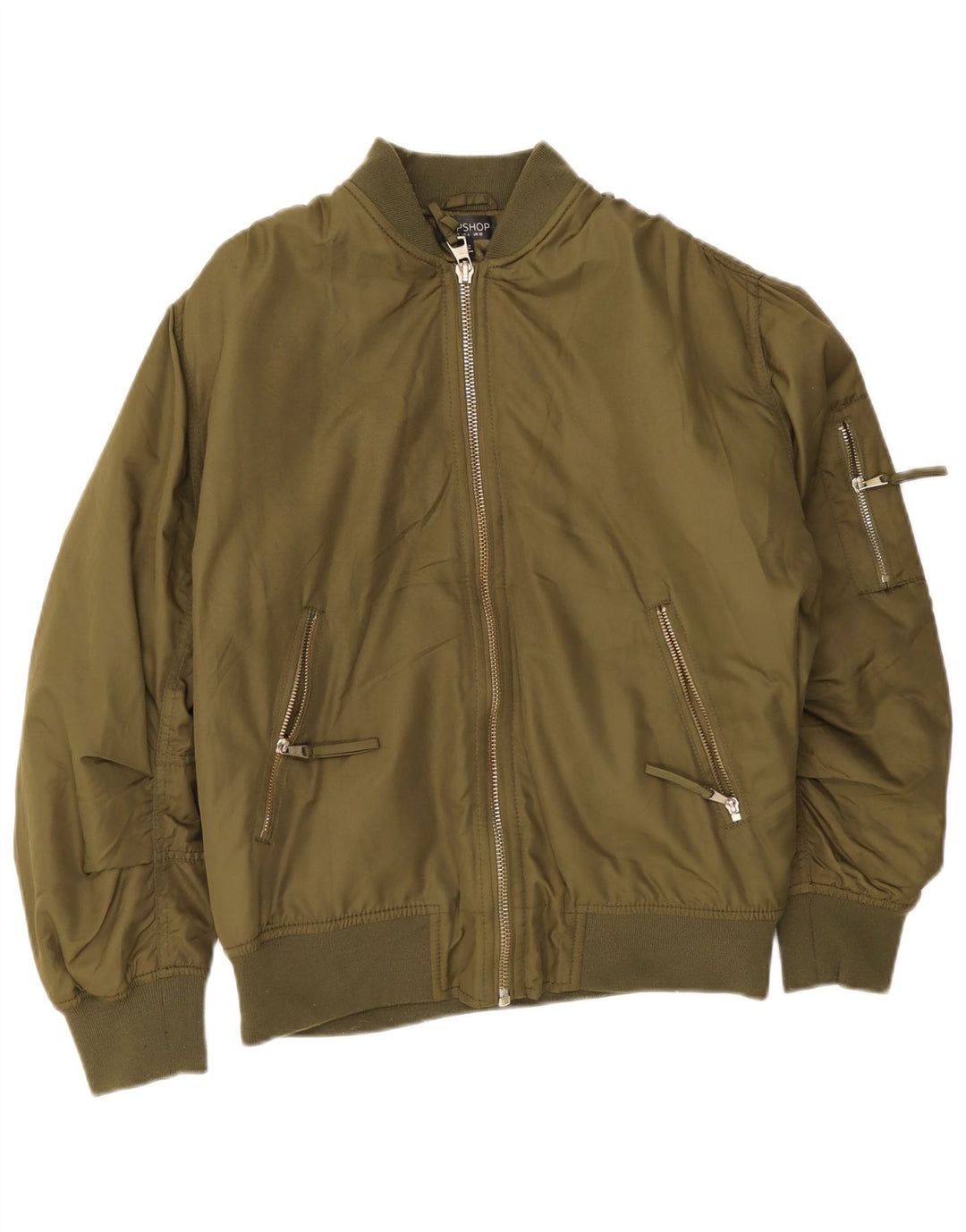 Topshop Bomber oversize da donna UK 10 piccolo poliestere verde