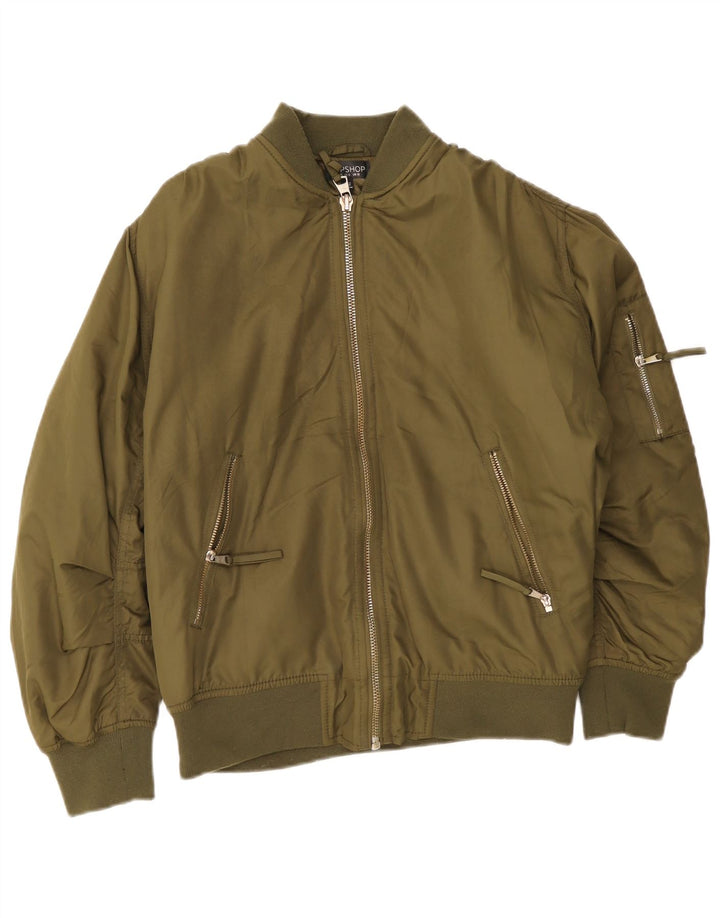 Topshop Bomber oversize da donna UK 10 piccolo poliestere verde