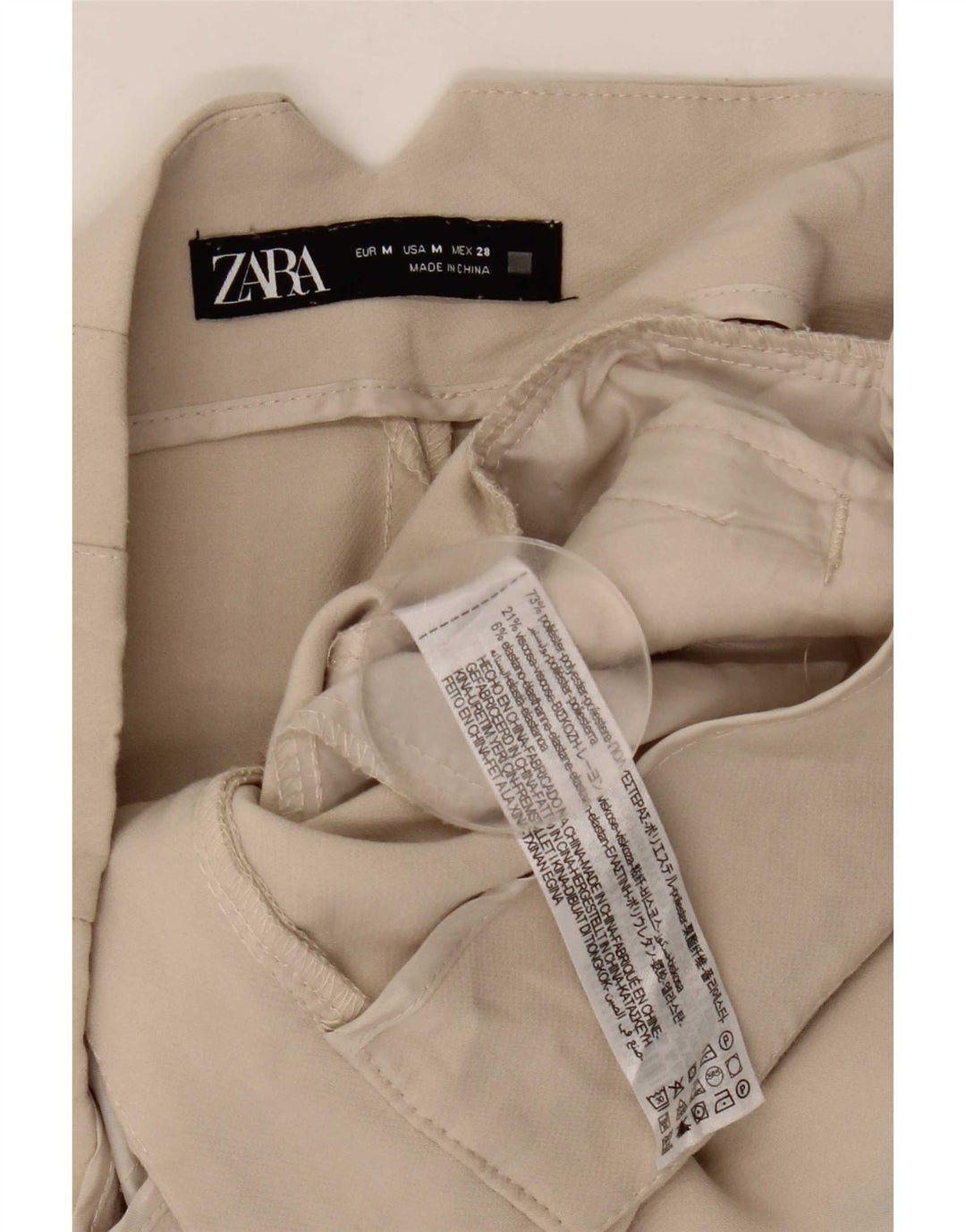 Pantaloni casual affusolati da donna Zara medi W28 L26 poliestere beige