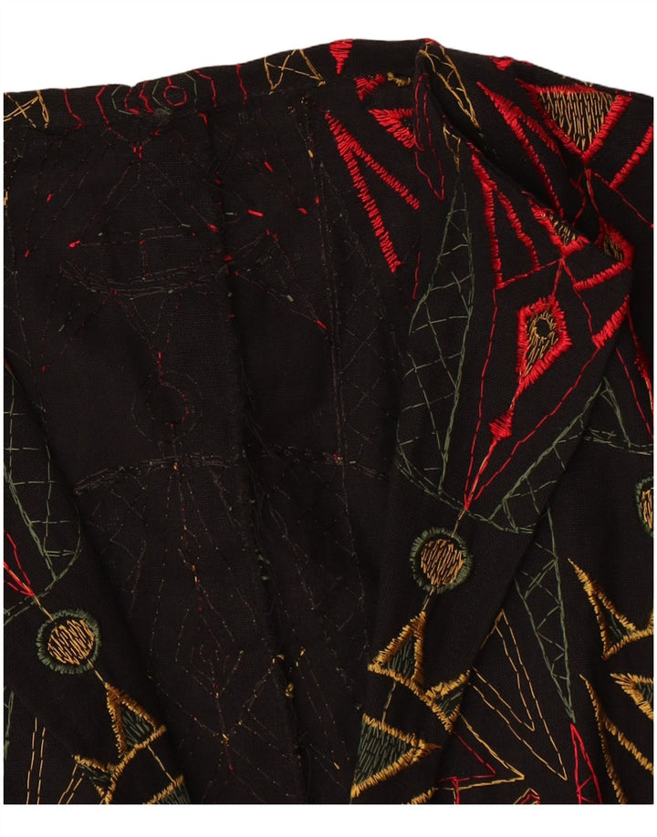 Gilet da donna vintage UK 12 medio nero geometrico
