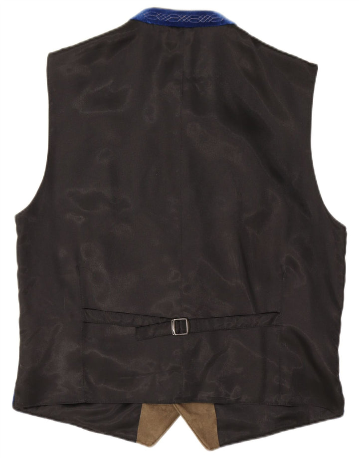 Gilet da uomo in velluto di cotone blu medio