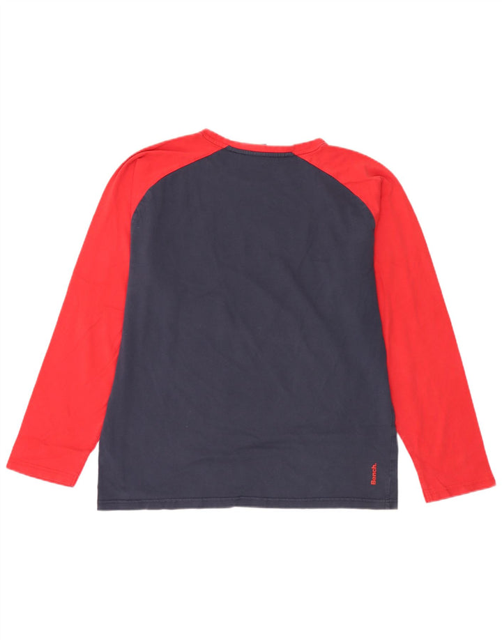 Panca Top grafico da uomo a maniche lunghe XL in cotone color block blu navy