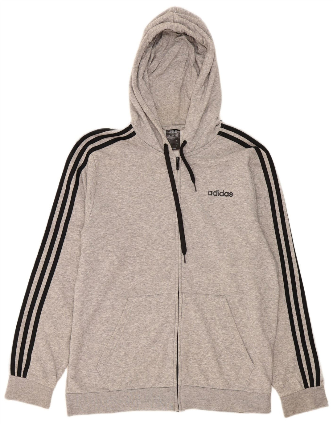 Maglione con cappuccio e zip Adidas da uomo grande in cotone grigio