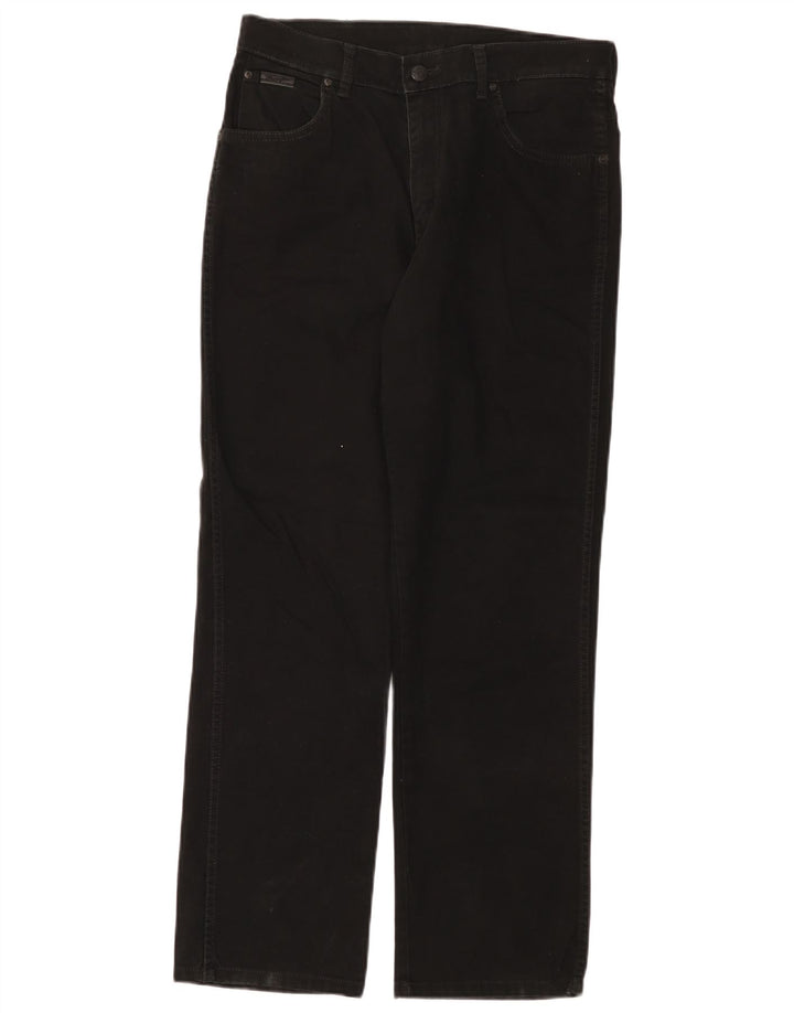 Jeans dritti elasticizzati Texas Wrangler da uomo W33 L30 cotone nero