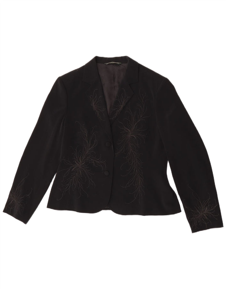 Giacca blazer da donna a 1 bottone Laura Ashley UK 16 grande floreale nero
