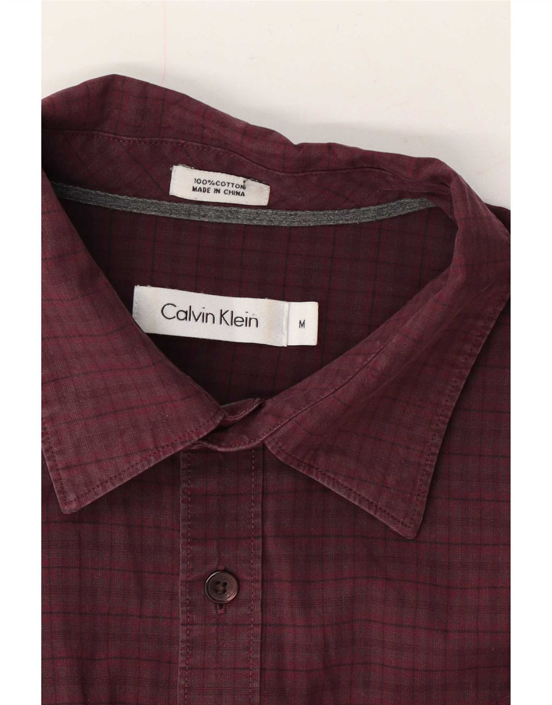 Camicia da uomo Calvin Klein in cotone a quadretti bordeaux medio