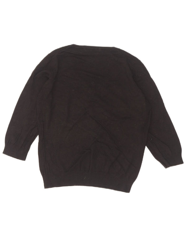Maglione da donna Marks & Spencer con maniche a 3/4 e scollo a V, UK 16, grande, nero