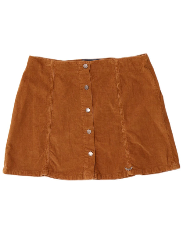 Mini gonna in velluto a coste da donna a vita bassa Superdry grande W34 cotone marrone