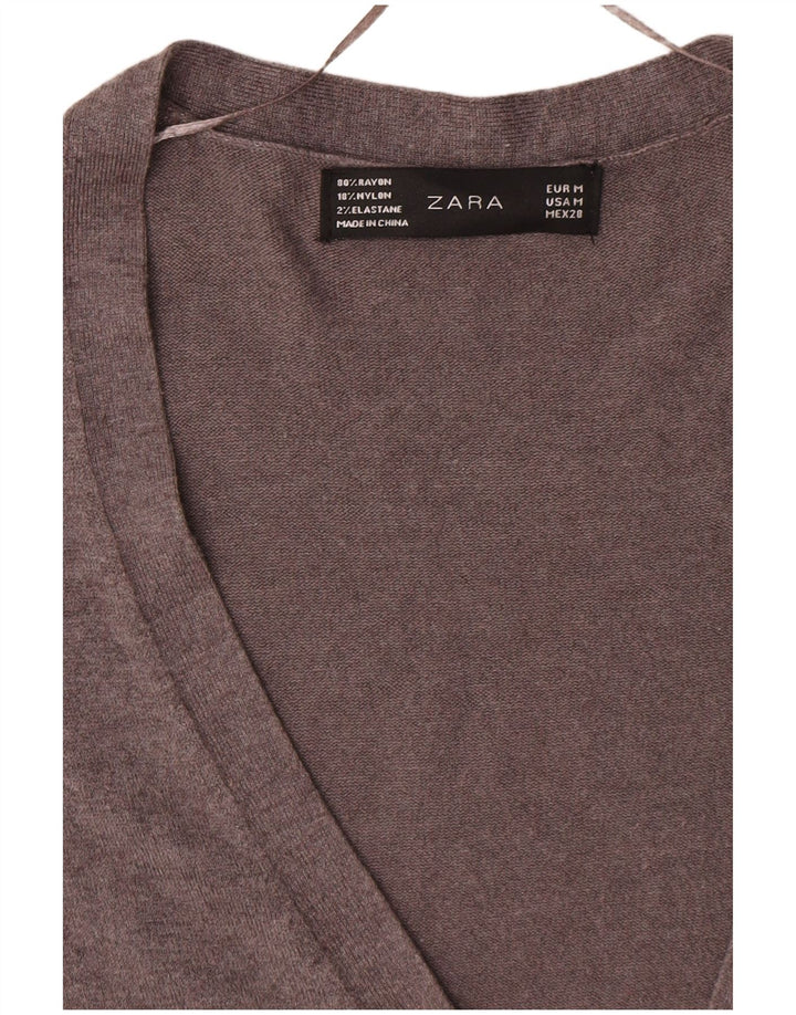 Maglione cardigan da donna Zara UK 12 Rayon grigio medio