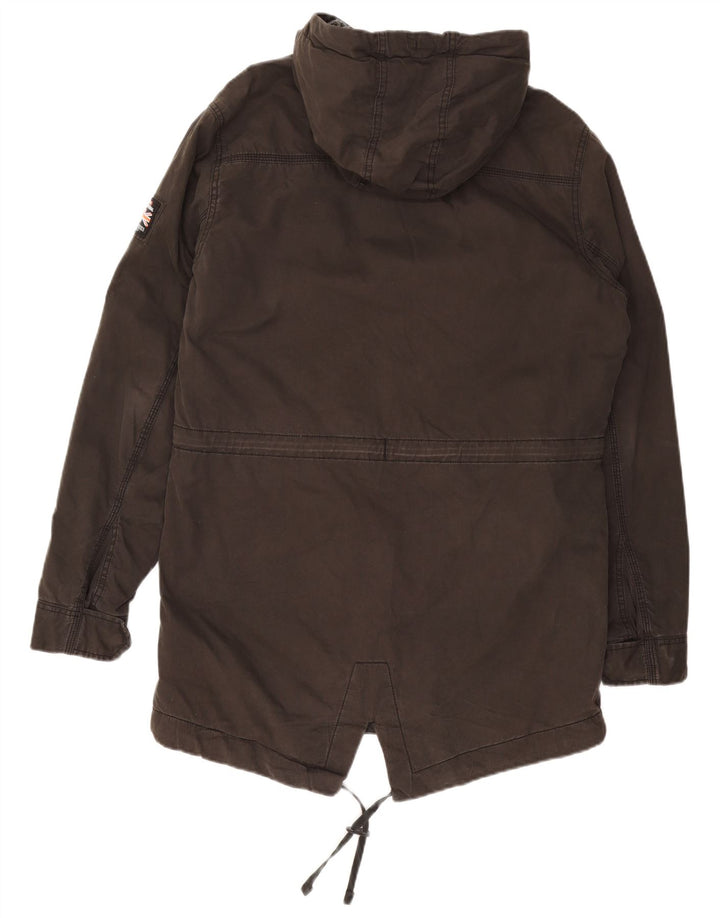 Giacca parka militare con cappuccio da uomo Superdry UK 40 grande cotone grigio