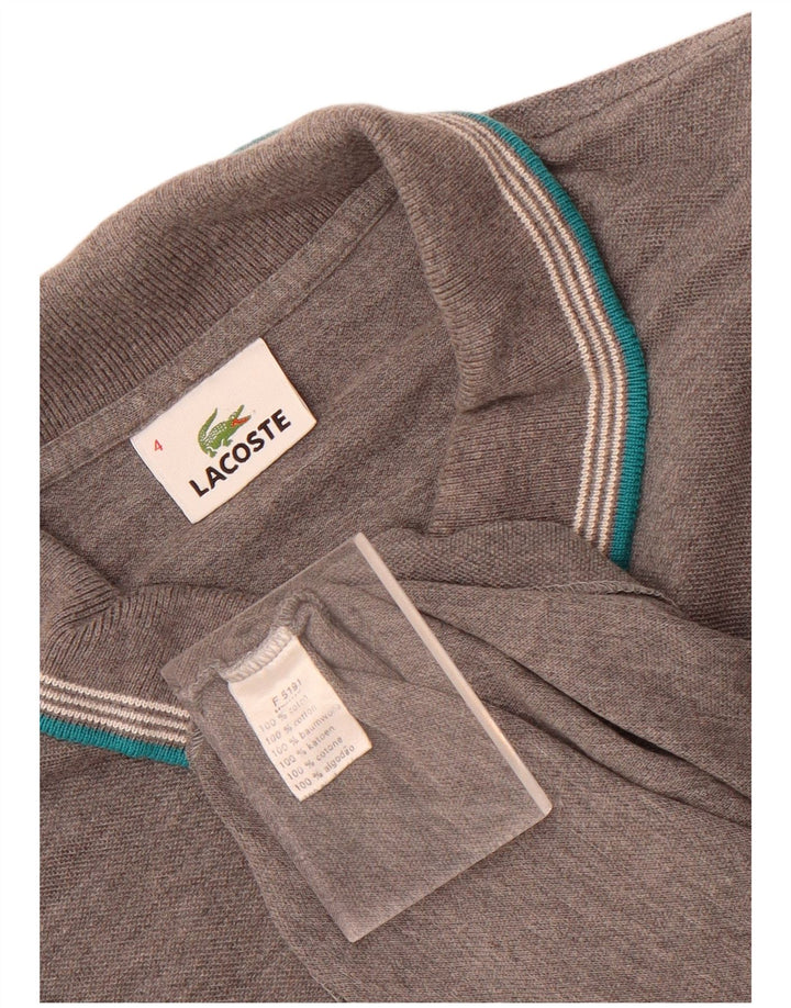 Polo da uomo a maniche lunghe Lacoste taglia 4 in cotone grigio medio