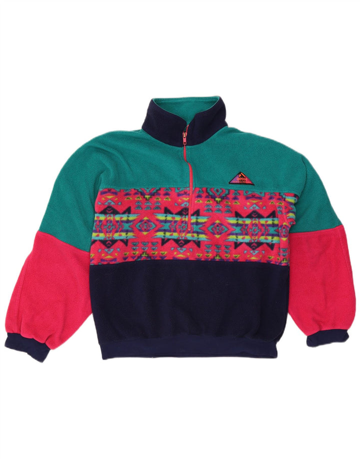 Maglione in pile da uomo Aesse Polartec con zip e collo medio multicolore geometrico