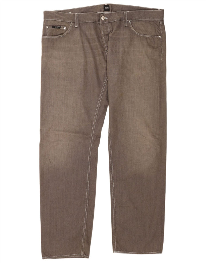 Jeans dritti da uomo Hugo Boss W42 L34 cotone grigio