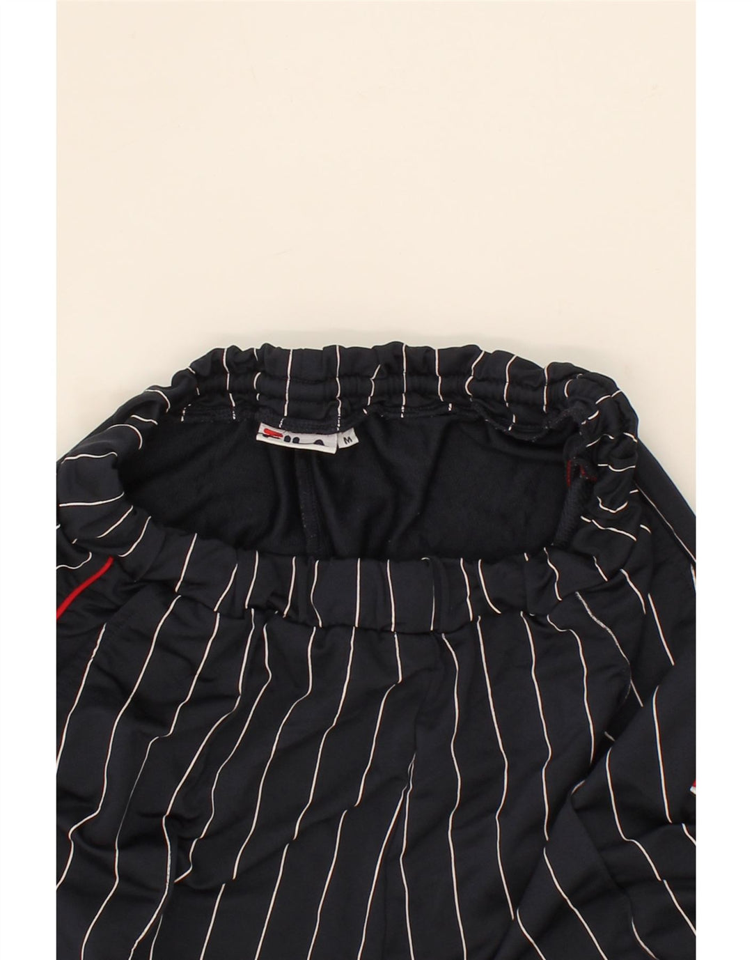 FILA Womens Tracksuit Trousers UK 12 Medium Black Striped Polyester Vintage Fila and Second-Hand Fila from Messina Hembry 
