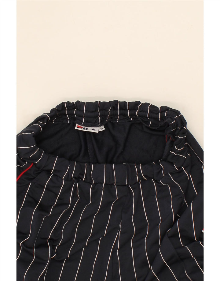 FILA Womens Tracksuit Trousers UK 12 Medium Black Striped Polyester Vintage Fila and Second-Hand Fila from Messina Hembry 