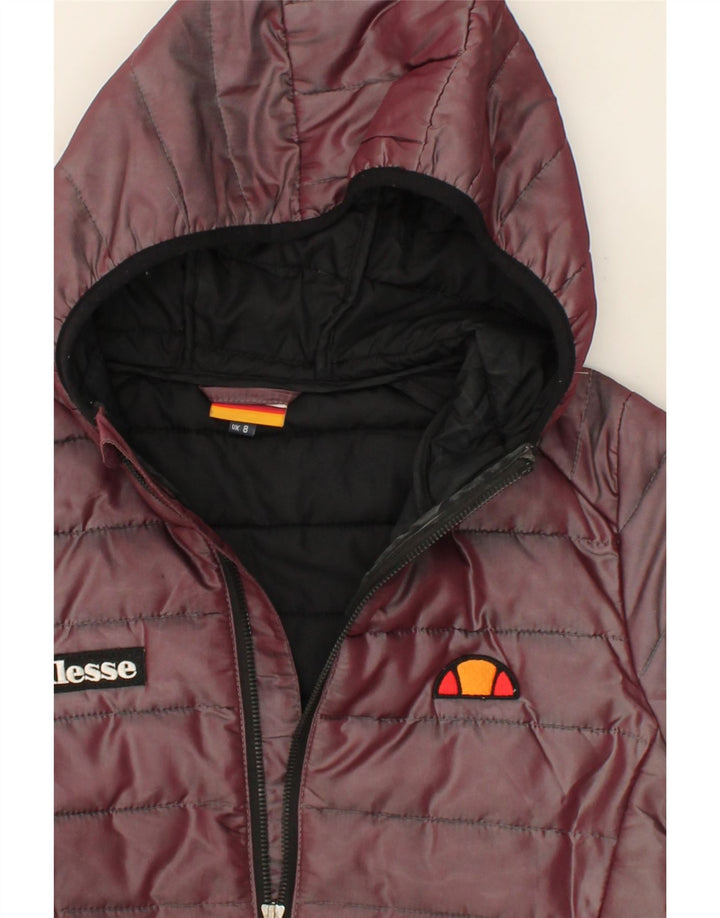 ELLESSE Womens Hooded Padded Jacket UK 8 Small Burgundy Nylon Vintage Ellesse and Second-Hand Ellesse from Messina Hembry 