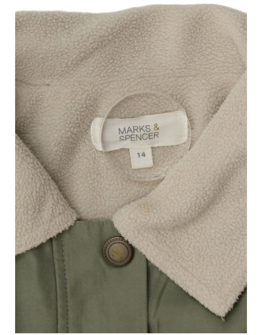 Giacca Parka Sherpa oversize da donna Marks & Spencer UK 14 Large Verde