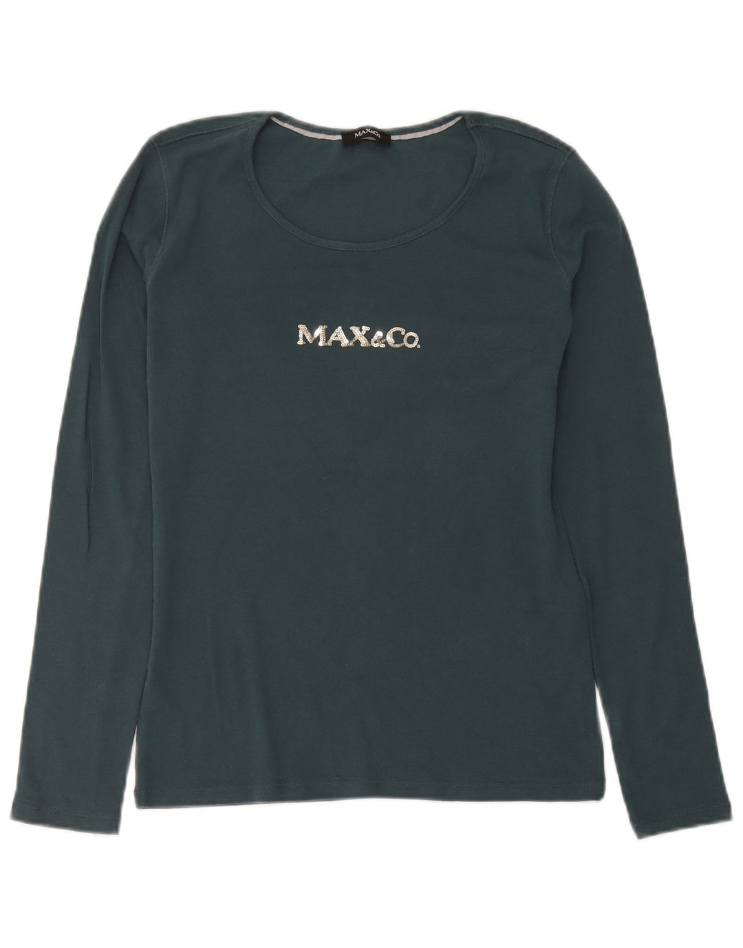 Max & Co. Top grafico da donna manica lunga UK 12 Cotone verde medio